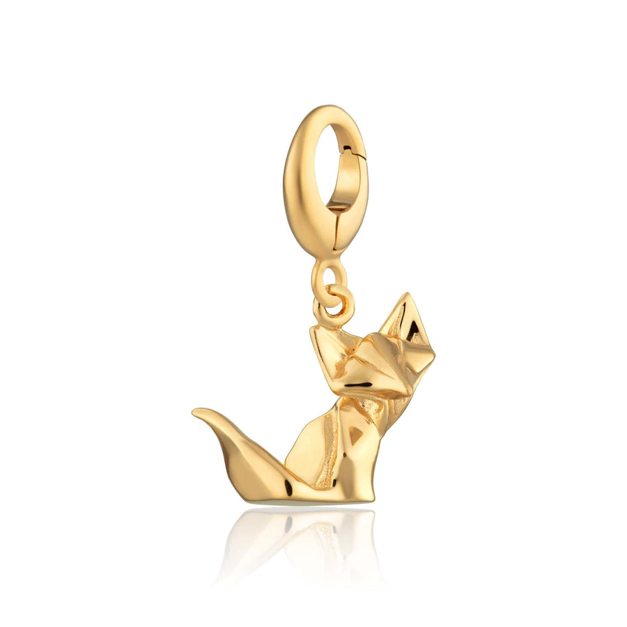 Gold Plated Origami Fox Charm CGOF