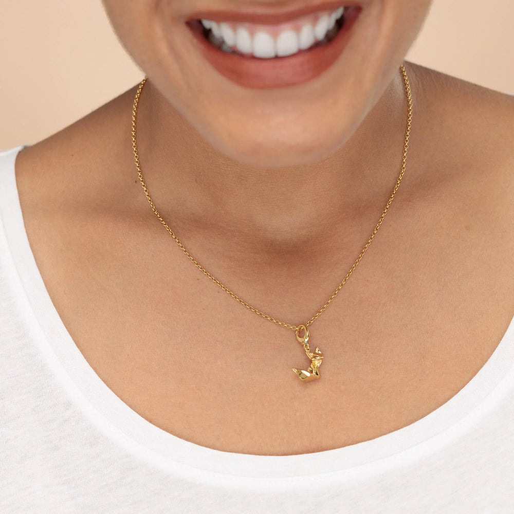 Gold Plated Origami Fox Necklace CNGOF-1