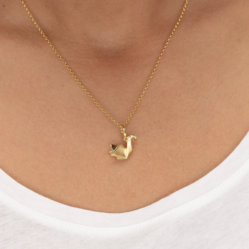 Gold Plated Origami Swan Necklace CNGOSW-1