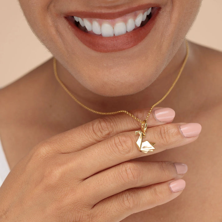 Gold Plated Origami Swan Necklace CNGOSW-1