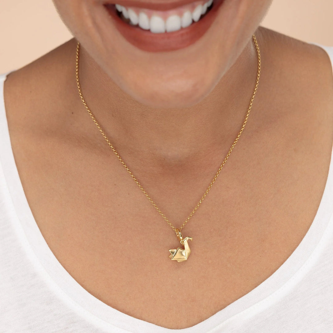 Gold Plated Origami Swan Necklace CNGOSW-1