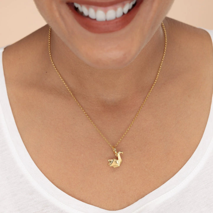 Gold Plated Origami Swan Necklace CNGOSW-1