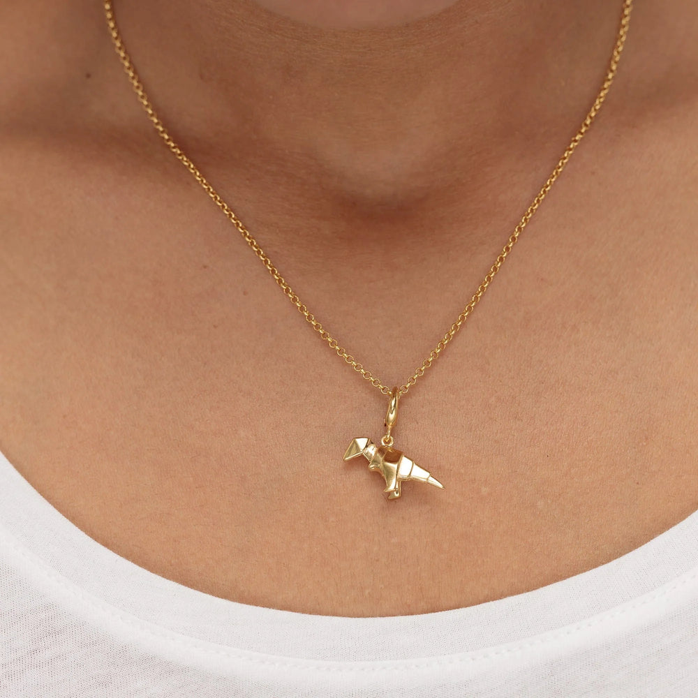 Gold Plated Origami T-Rex Necklace CNGOTREX-1