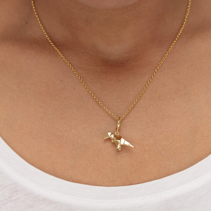 Gold Plated Origami T-Rex Necklace CNGOTREX-1
