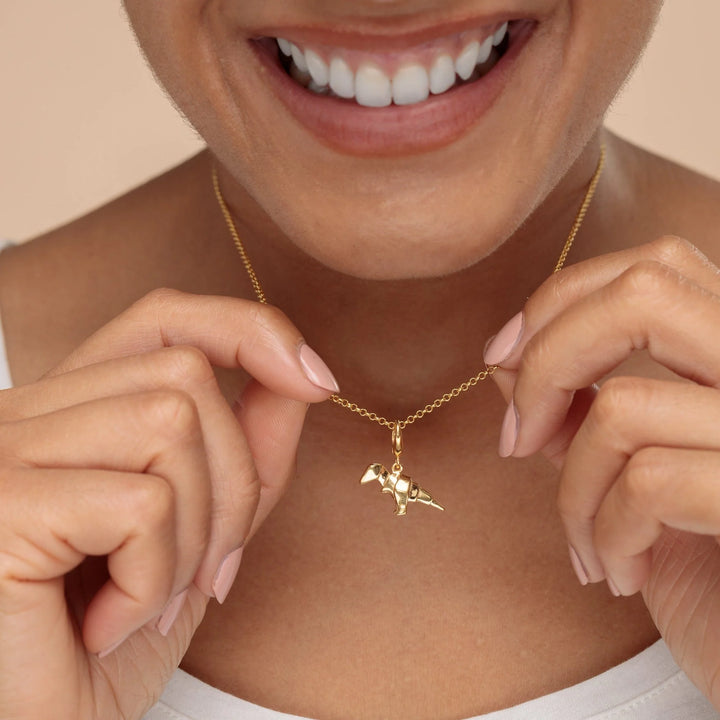 Gold Plated Origami T-Rex Necklace CNGOTREX-1