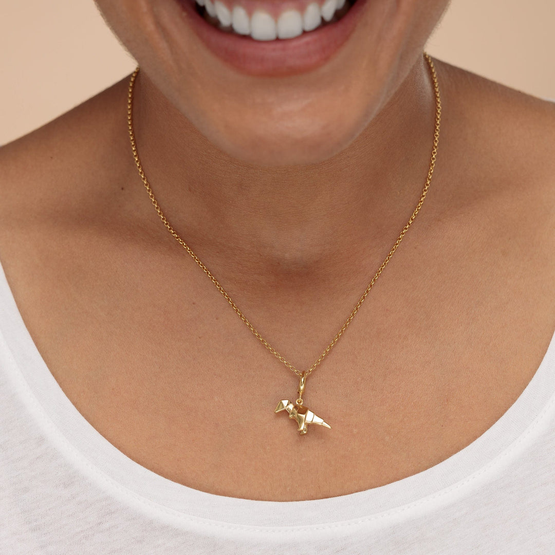 Gold Plated Origami T-Rex Necklace CNGOTREX-1