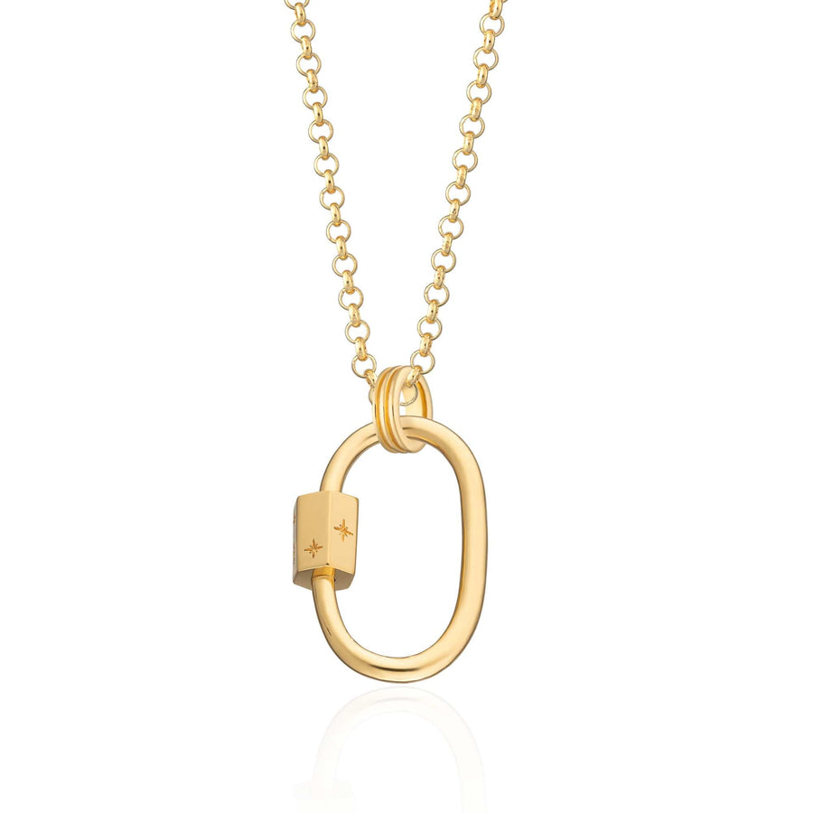 Gold Plated Oval Carabiner Charm Collector Necklace CGOCAR-GC1-1