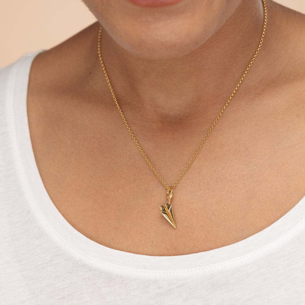 Gold Plated Paper Plane Necklace CNGPP-1