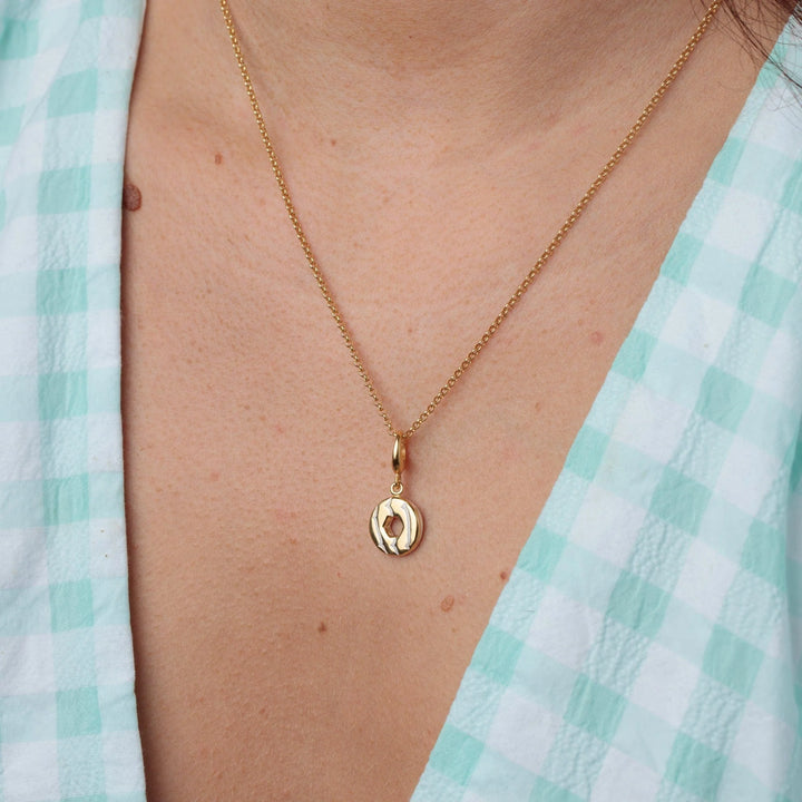 Gold Plated Party Ring Biscuit Necklace with White Enamel CNSGWPR-1