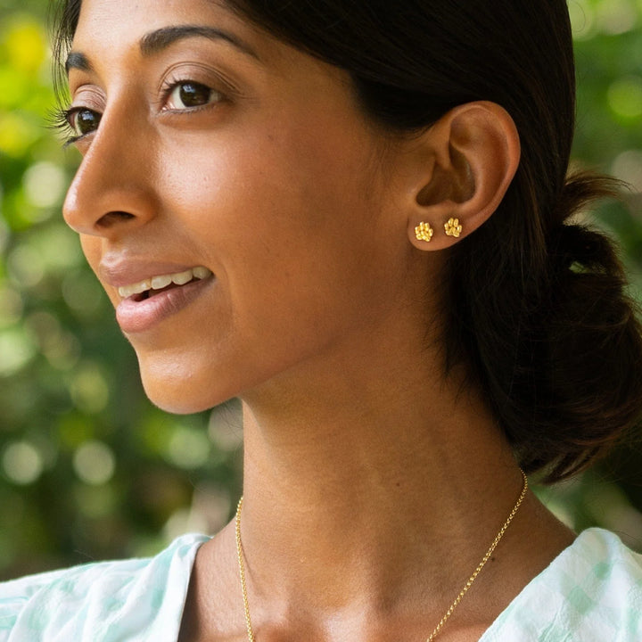 Gold Plated Paw Stud Earrings SEGPAW