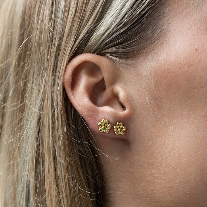 Gold Plated Paw Stud Earrings SEGPAW