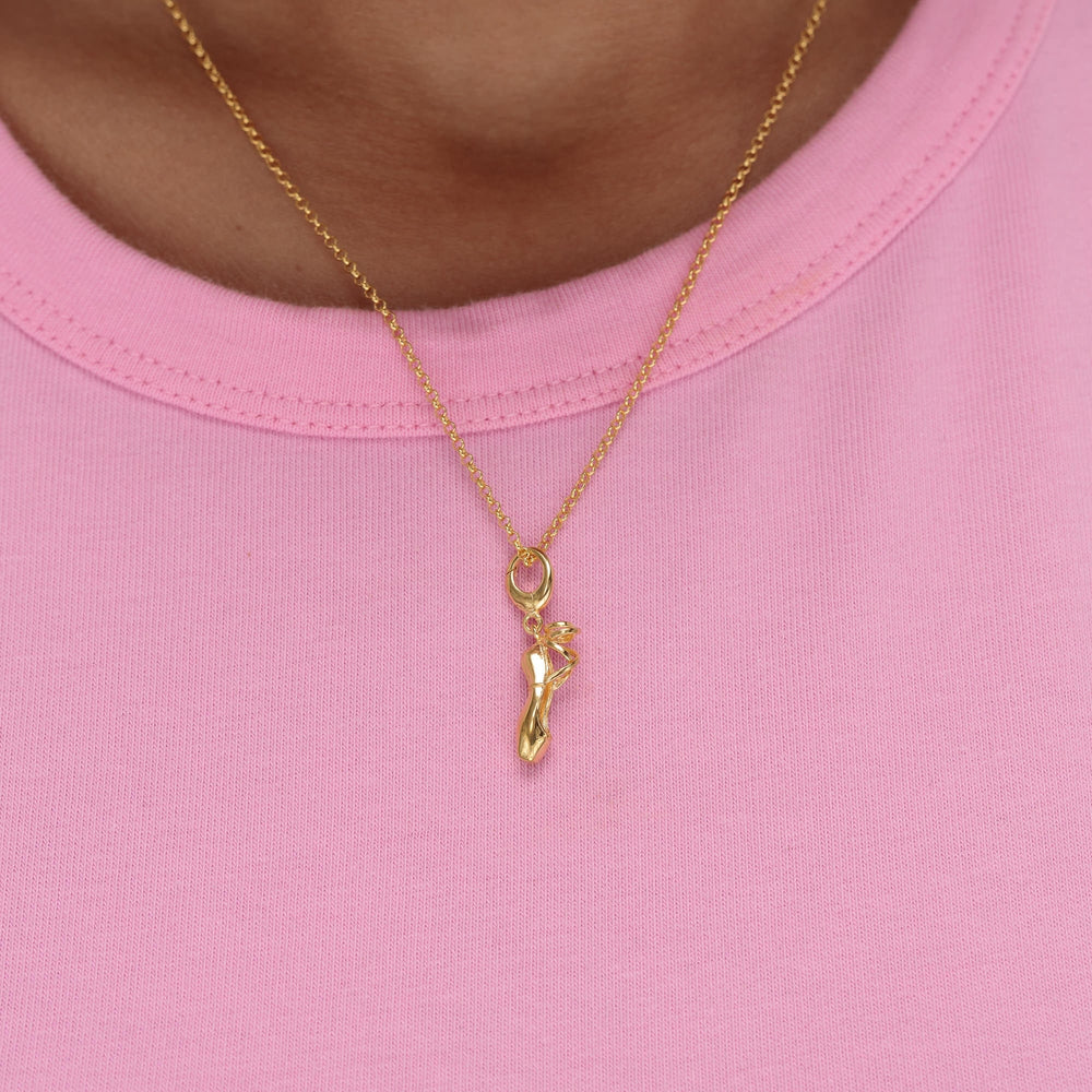 Gold Plated Pointe Ballet Shoe Necklace CNGRAD-1
