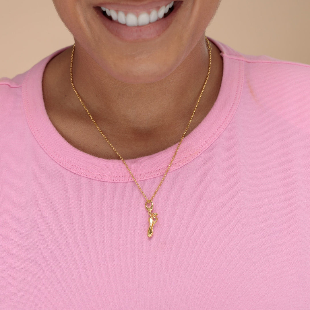 Gold Plated Pointe Ballet Shoe Necklace CNGRAD-1