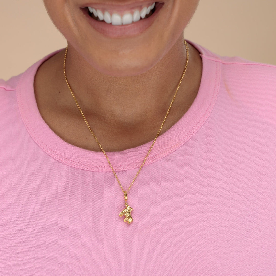 Gold Plated Roller Skate Necklace CNGROSK-1