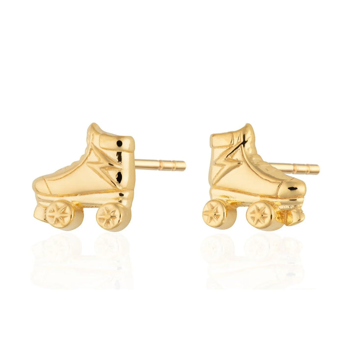 Gold Plated Roller Skate Stud Earrings SEGROSK