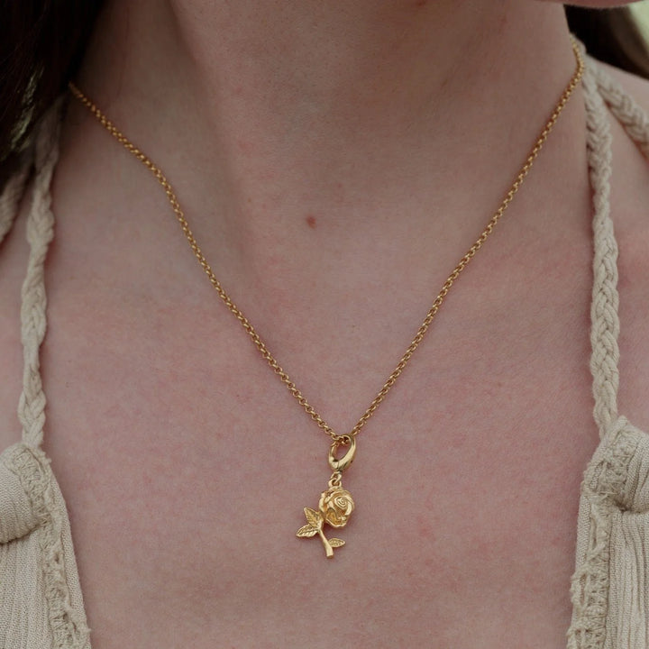 Gold Plated Rose Flower Necklace CNGROSE-1