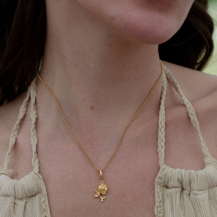 Gold Plated Rose Flower Necklace CNGROSE-1