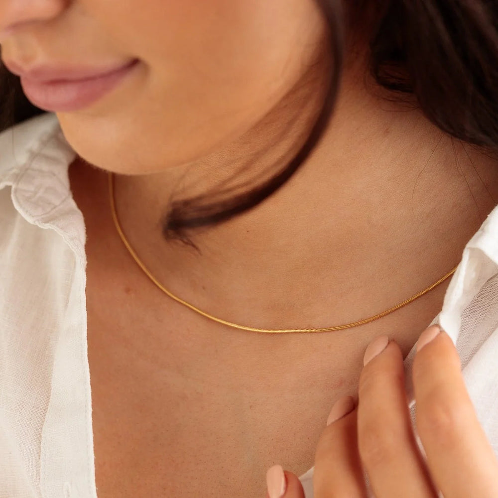 Gold Plated Round Snake Chain Necklace CHGTS