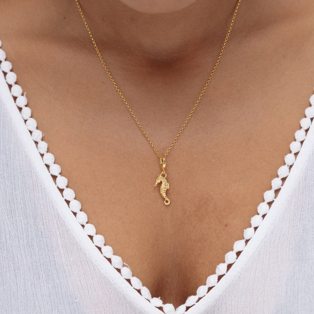 Gold Plated Seahorse Necklace CNGSEA-1