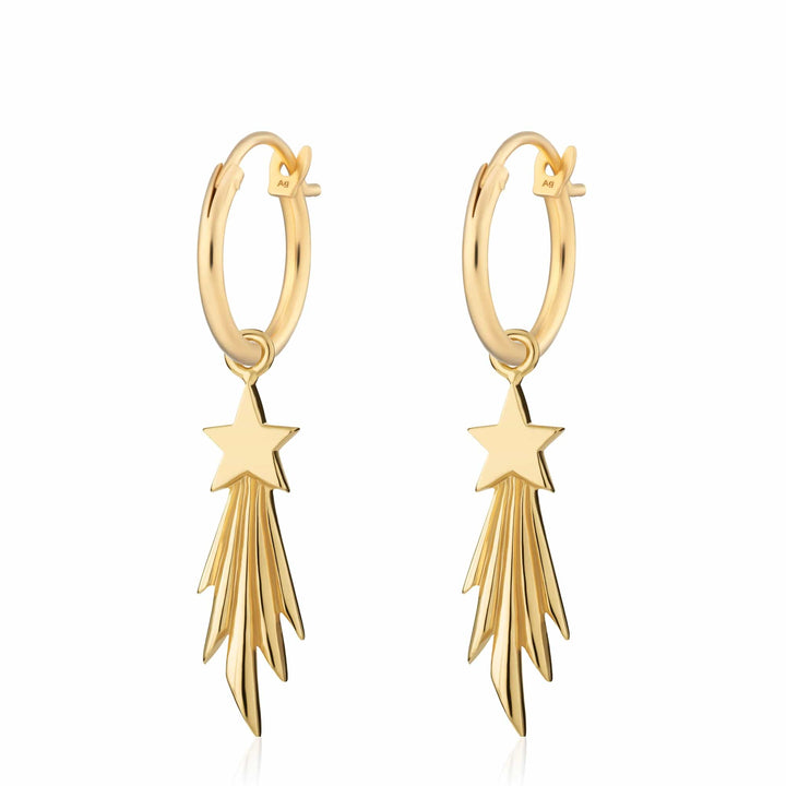 Gold Plated Shooting Star Charm Hoop Earrings CHEGSST-MINI