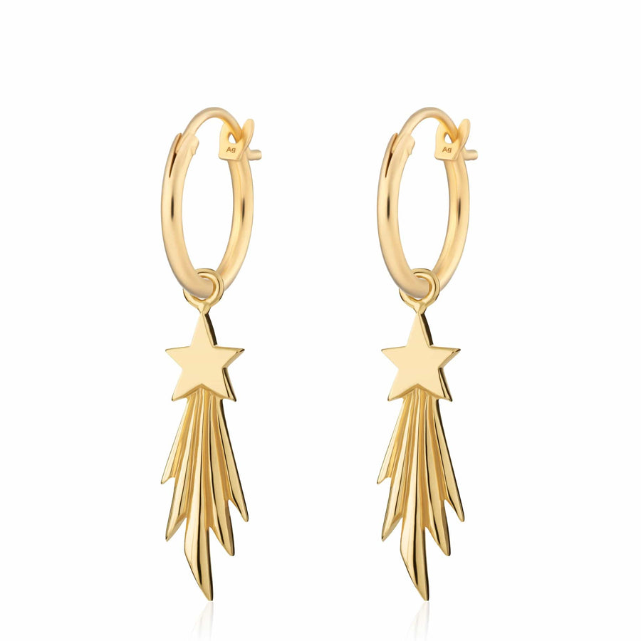 Gold Plated Shooting Star Charm Hoop Earrings CHEGSST-MINI