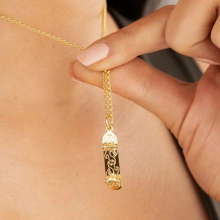 Gold Plated Skateboard Charm CGSKABO