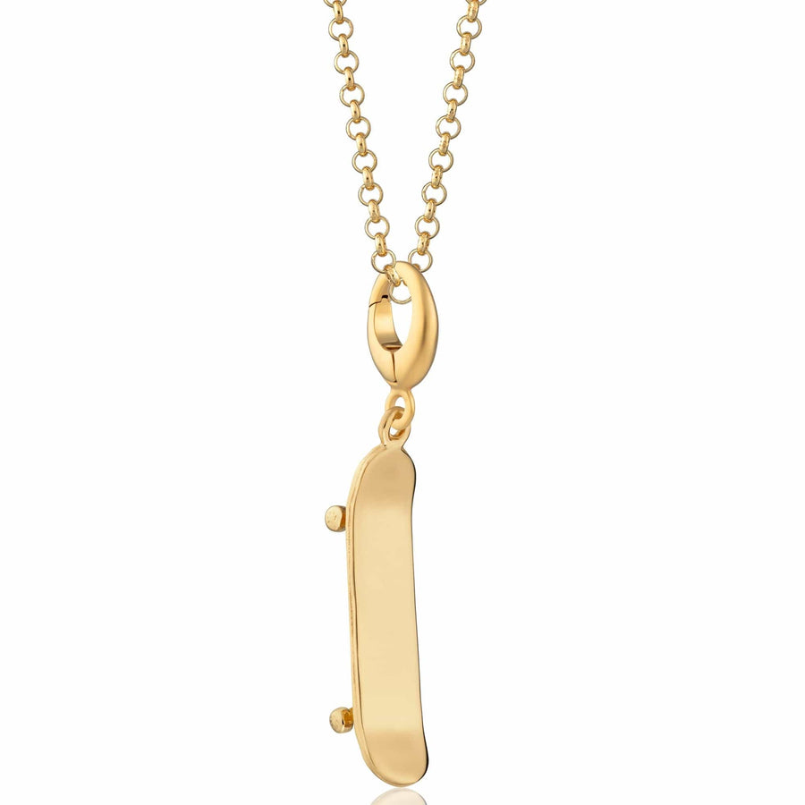 Gold Plated Skateboard Necklace CNGSKABO-1