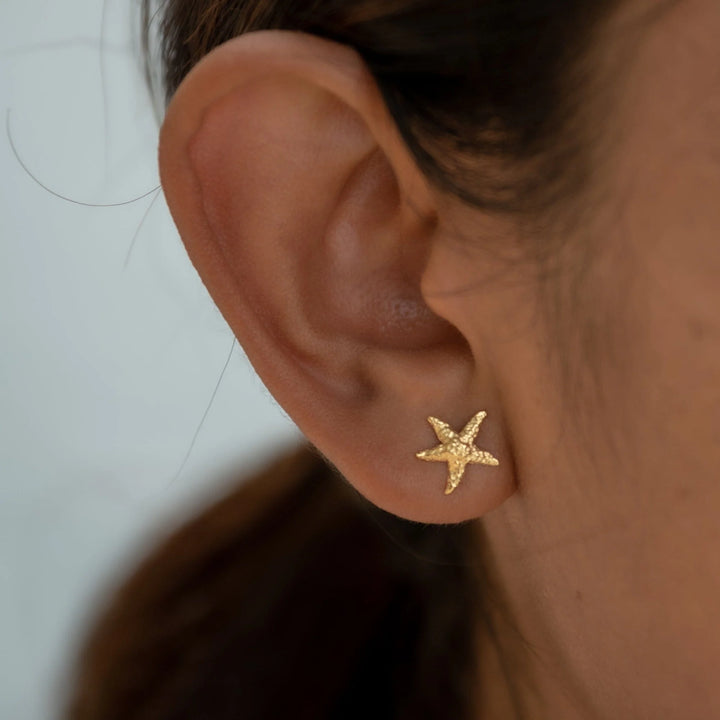 Gold Plated Starfish Stud Earrings SEGSX