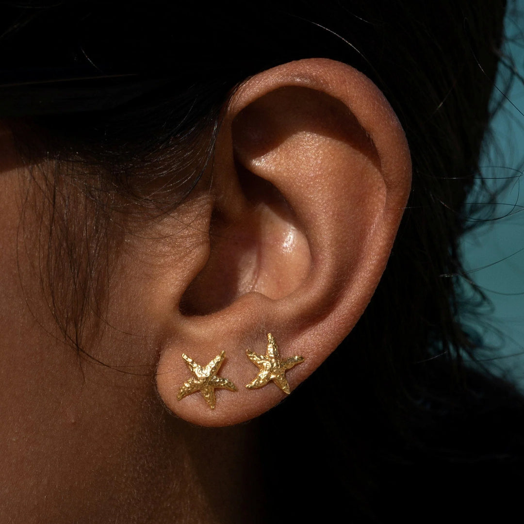Gold Plated Starfish Stud Earrings SEGSX