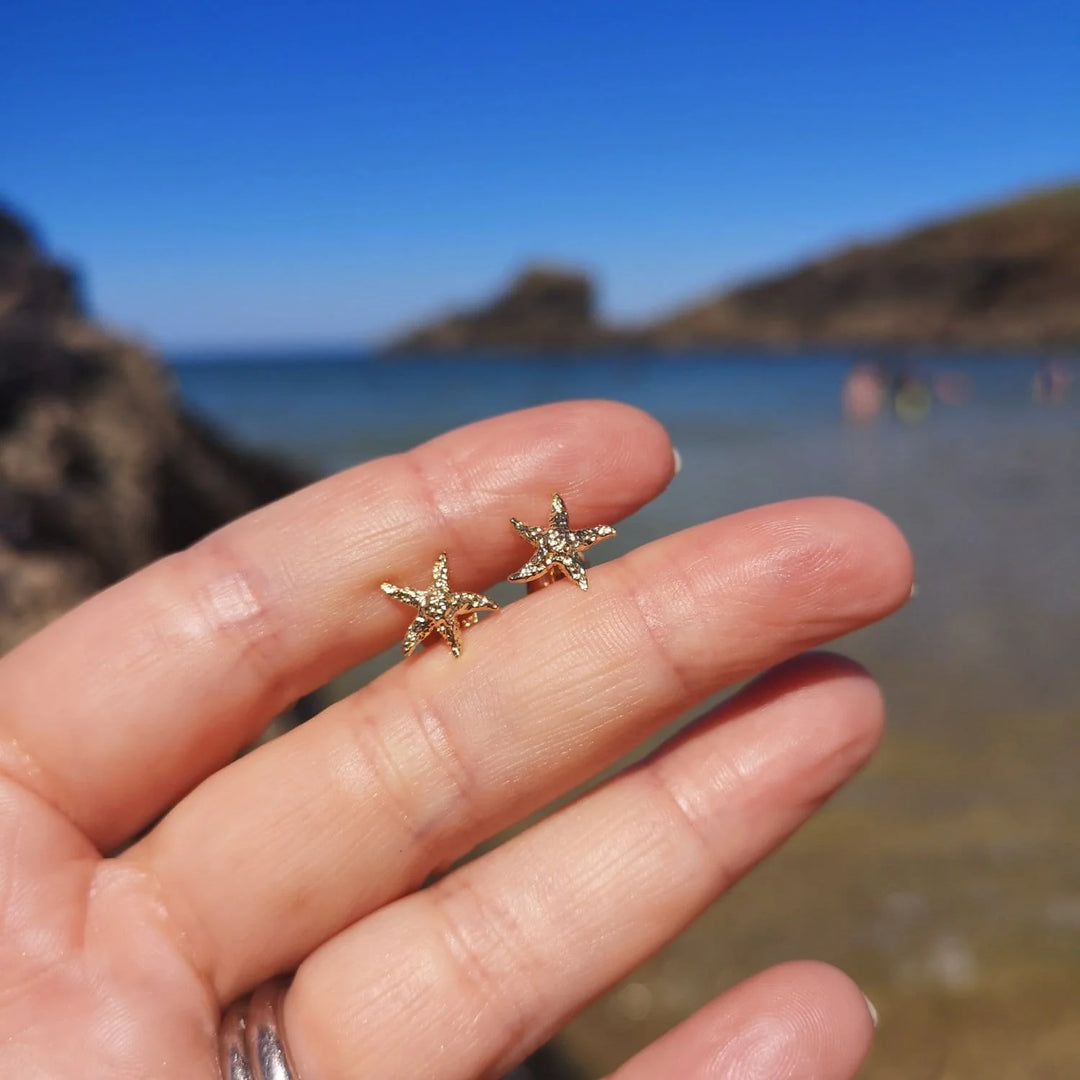 Gold Plated Starfish Stud Earrings SEGSX