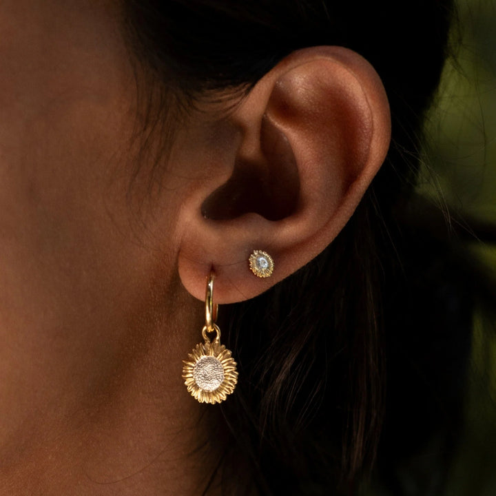 Gold Plated Sunflower Stud Earrings SESGSF