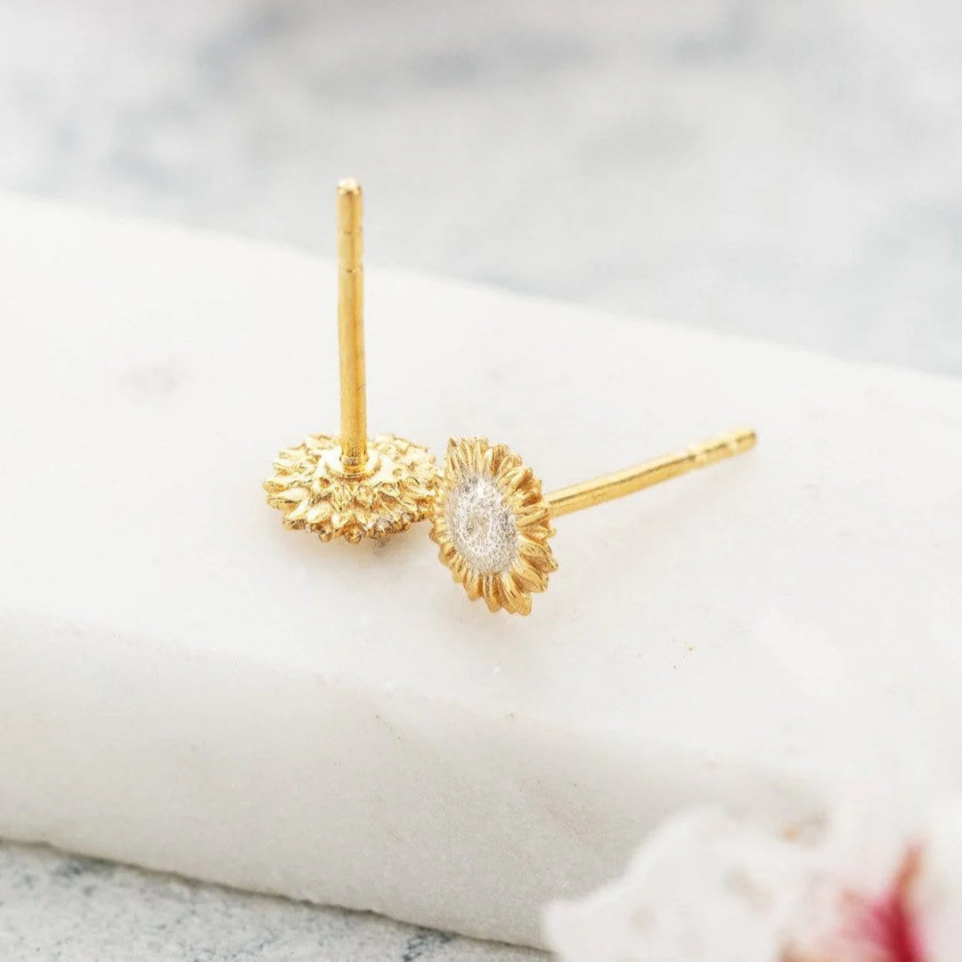 Gold Plated Sunflower Stud Earrings SESGSF