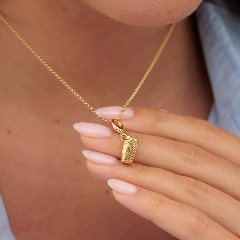 Gold Plated Takeaway Coffee Cup Necklace CNGTAC-1