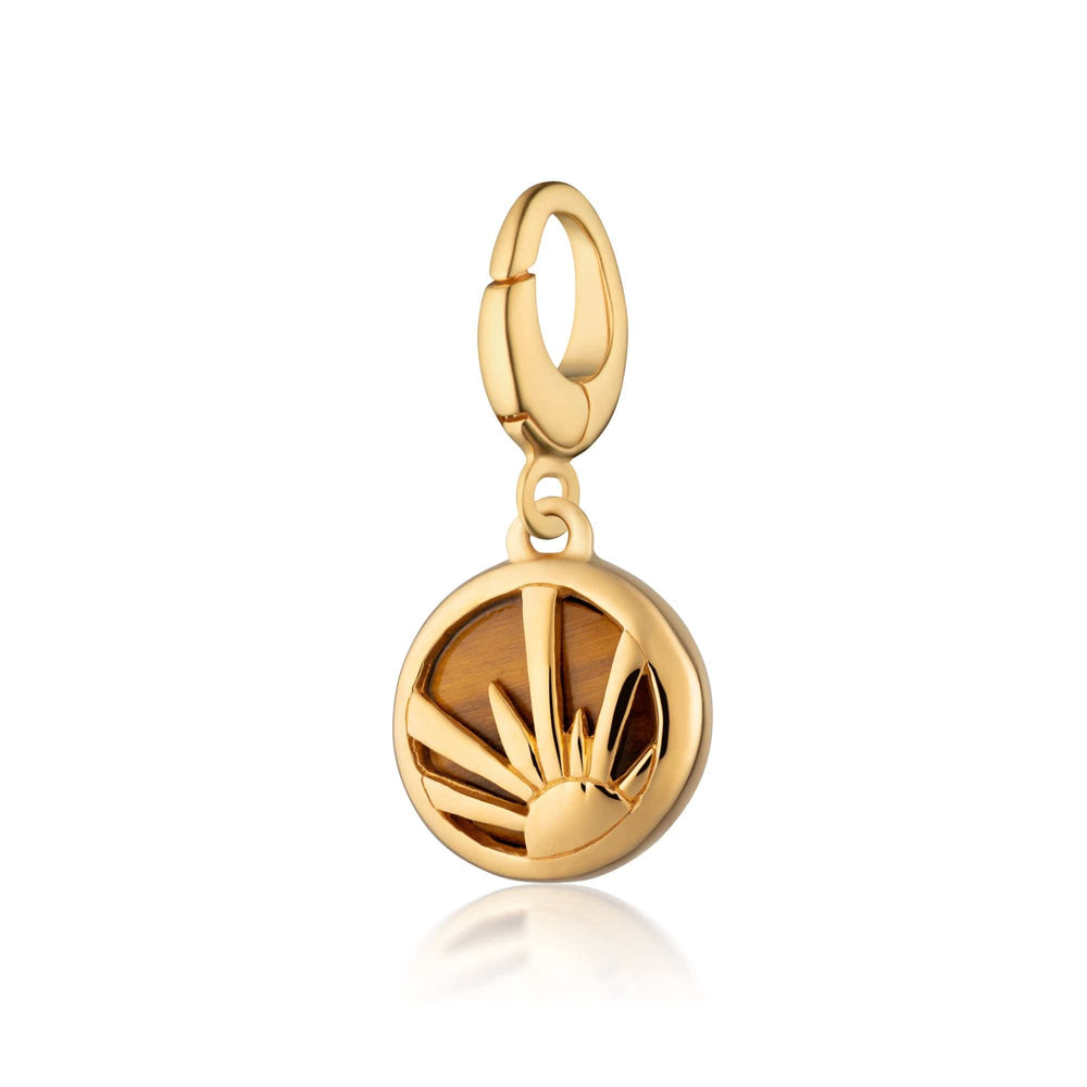 Gold Plated Tigers Eye Healing Courage Stone Charm CGHSTE
