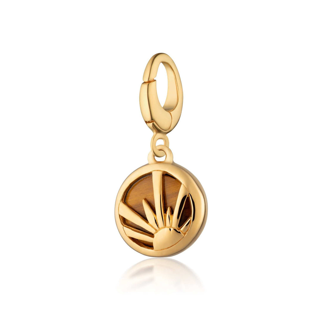 Gold Plated Tigers Eye Healing Courage Stone Charm CGHSTE