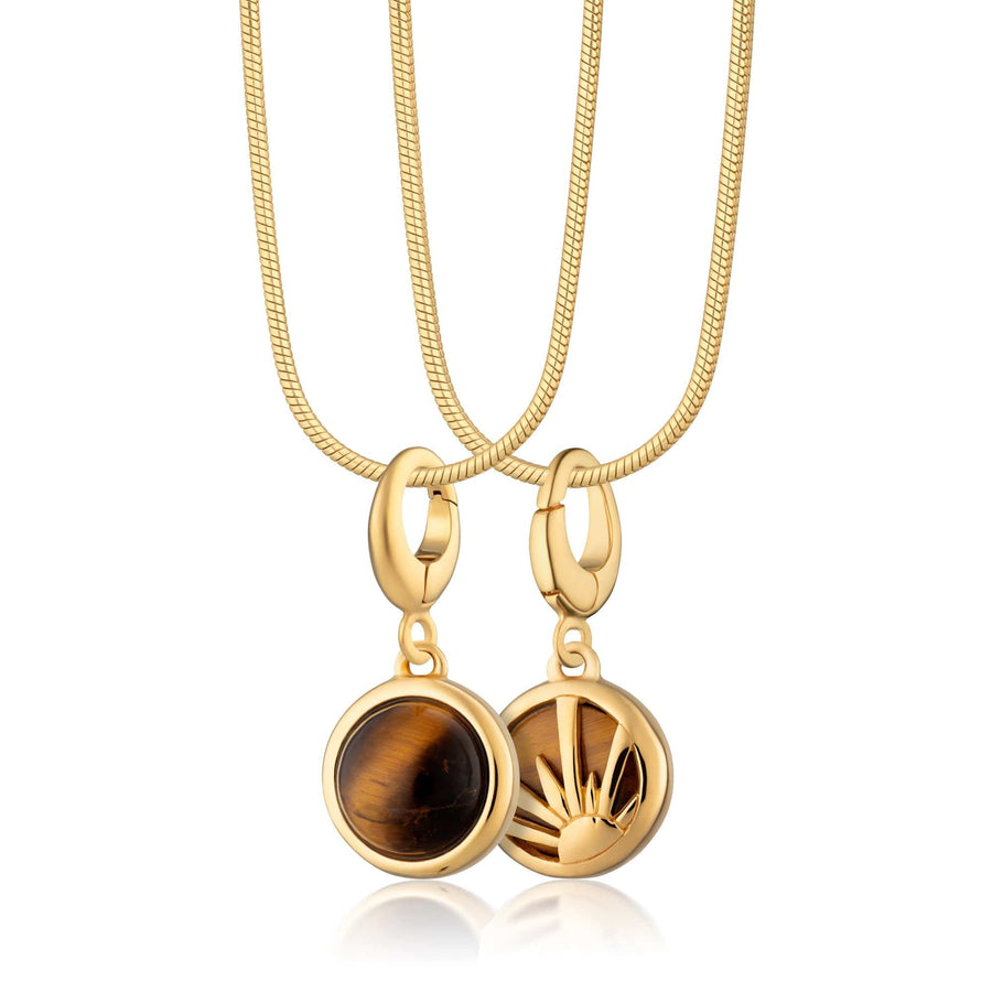 Gold Plated Tigers Eye Healing Courage Stone Necklace CNGHSTE-SNAKE-1