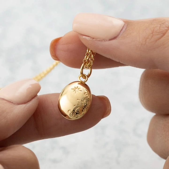 Gold Plated Tiny Celestial Locket Necklace LNGTC-1
