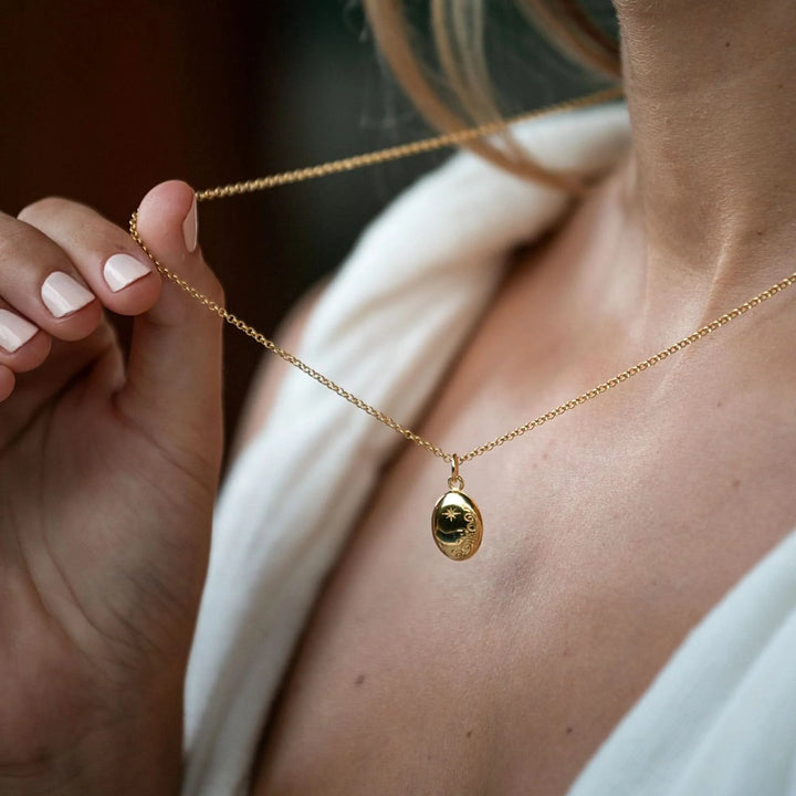 Gold Plated Tiny Celestial Locket Necklace LNGTC-1