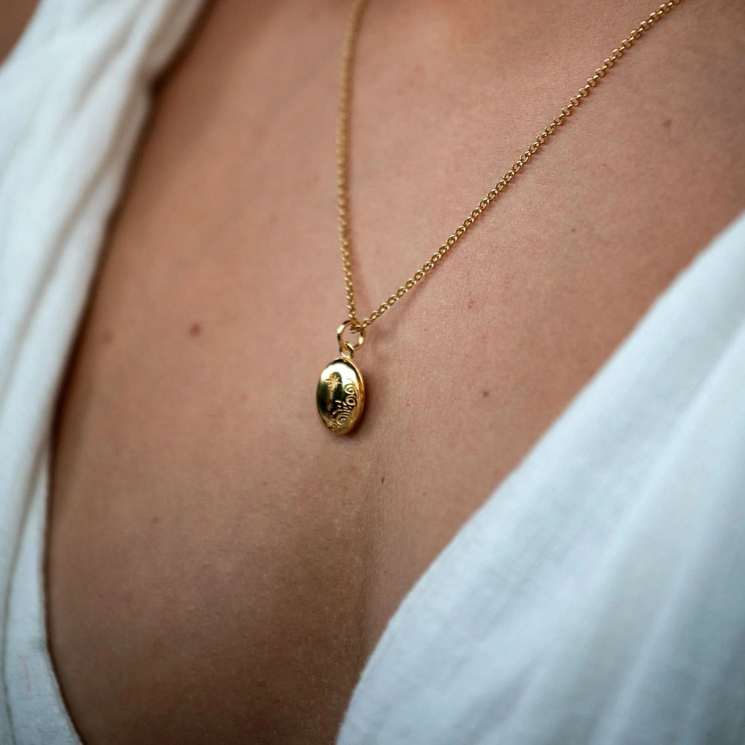 Gold Plated Tiny Celestial Locket Necklace LNGTC-1
