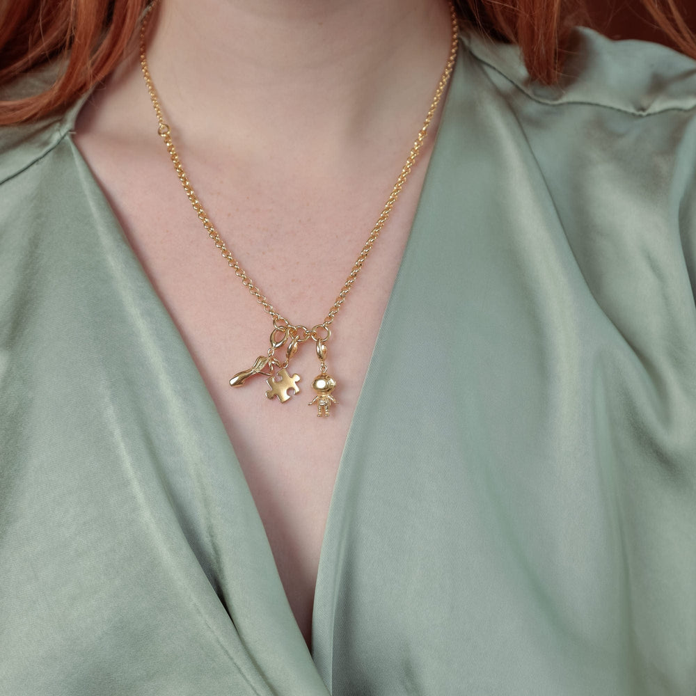 Gold Plated Trinity Charm Collector Necklace CHCGTRIN
