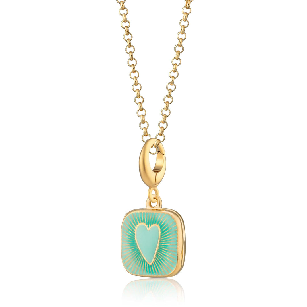 Gold Plated Turquoise Heart Locket Necklace CNGHLTU-1