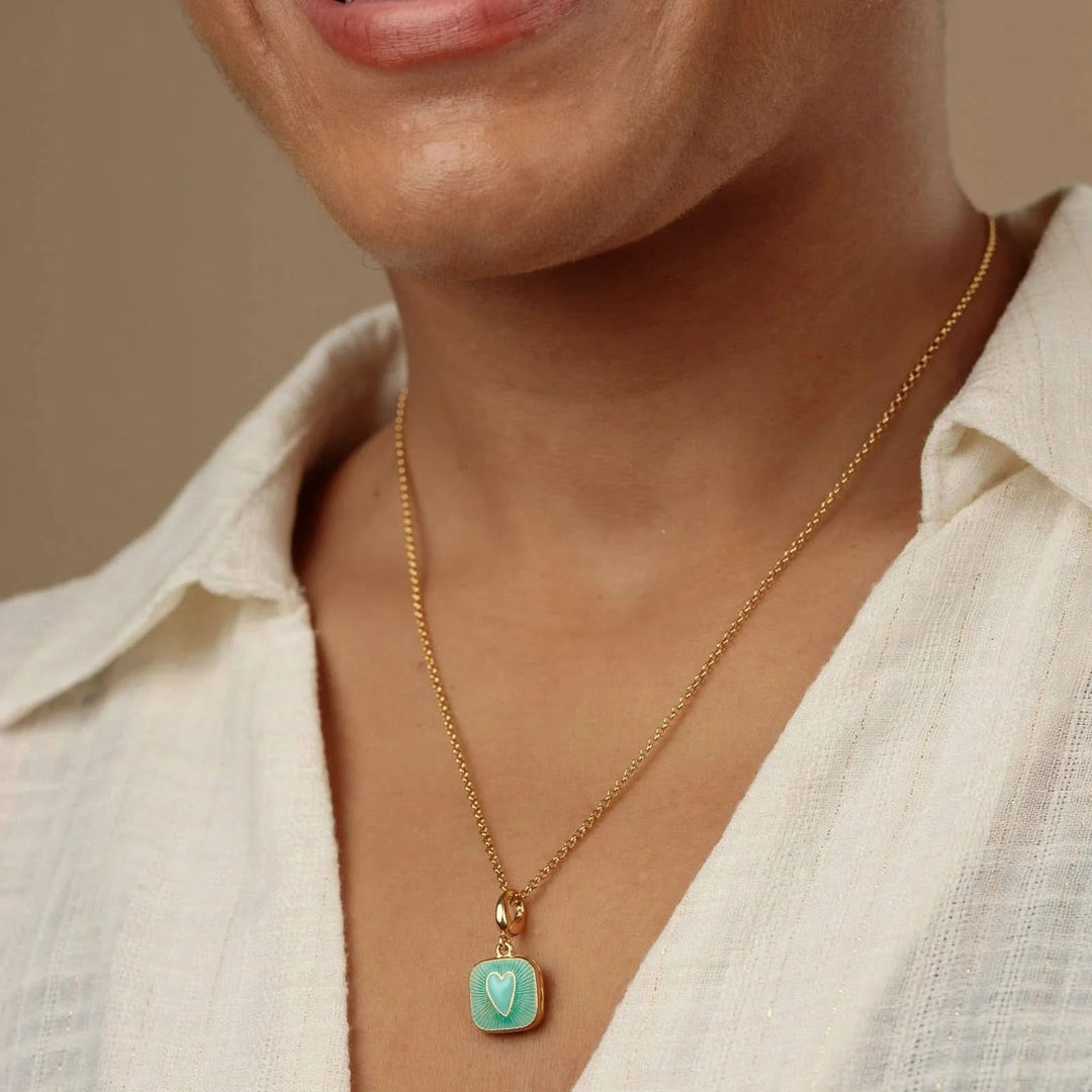 Gold Plated Turquoise Heart Locket Necklace CNGHLTU-1