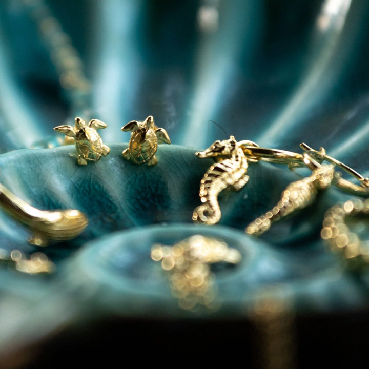 Gold Plated Turtle Stud Earrings SEGTU