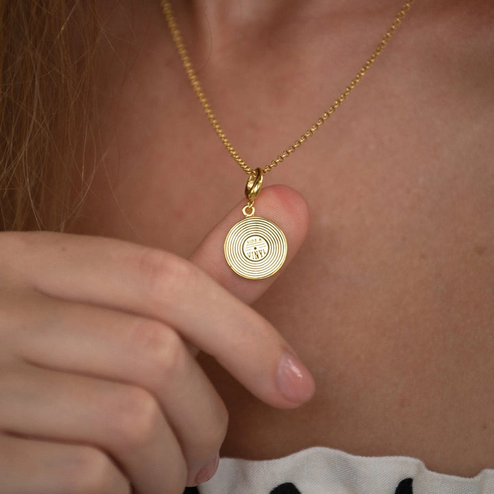 Gold Plated Vinyl Record Necklace CNGVY-1