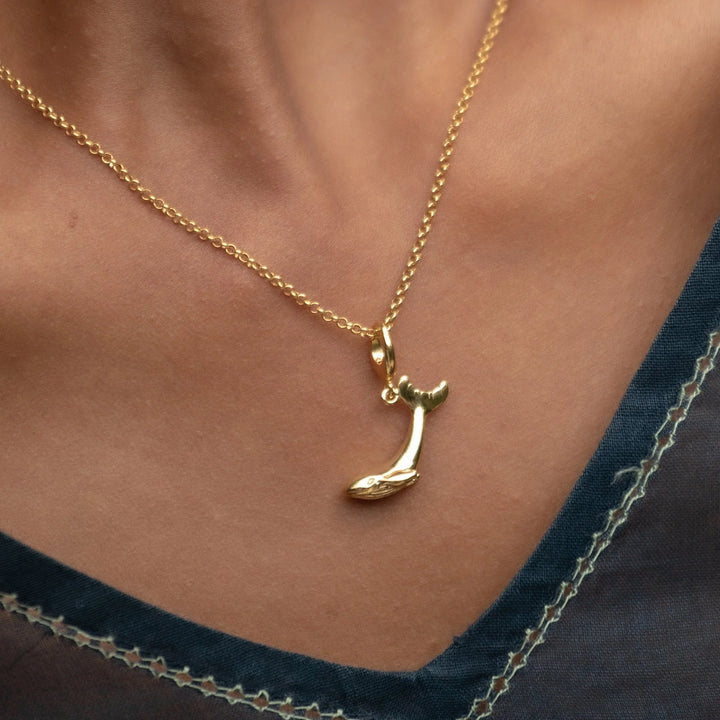 Gold Plated Whale Necklace CNGWHA-1