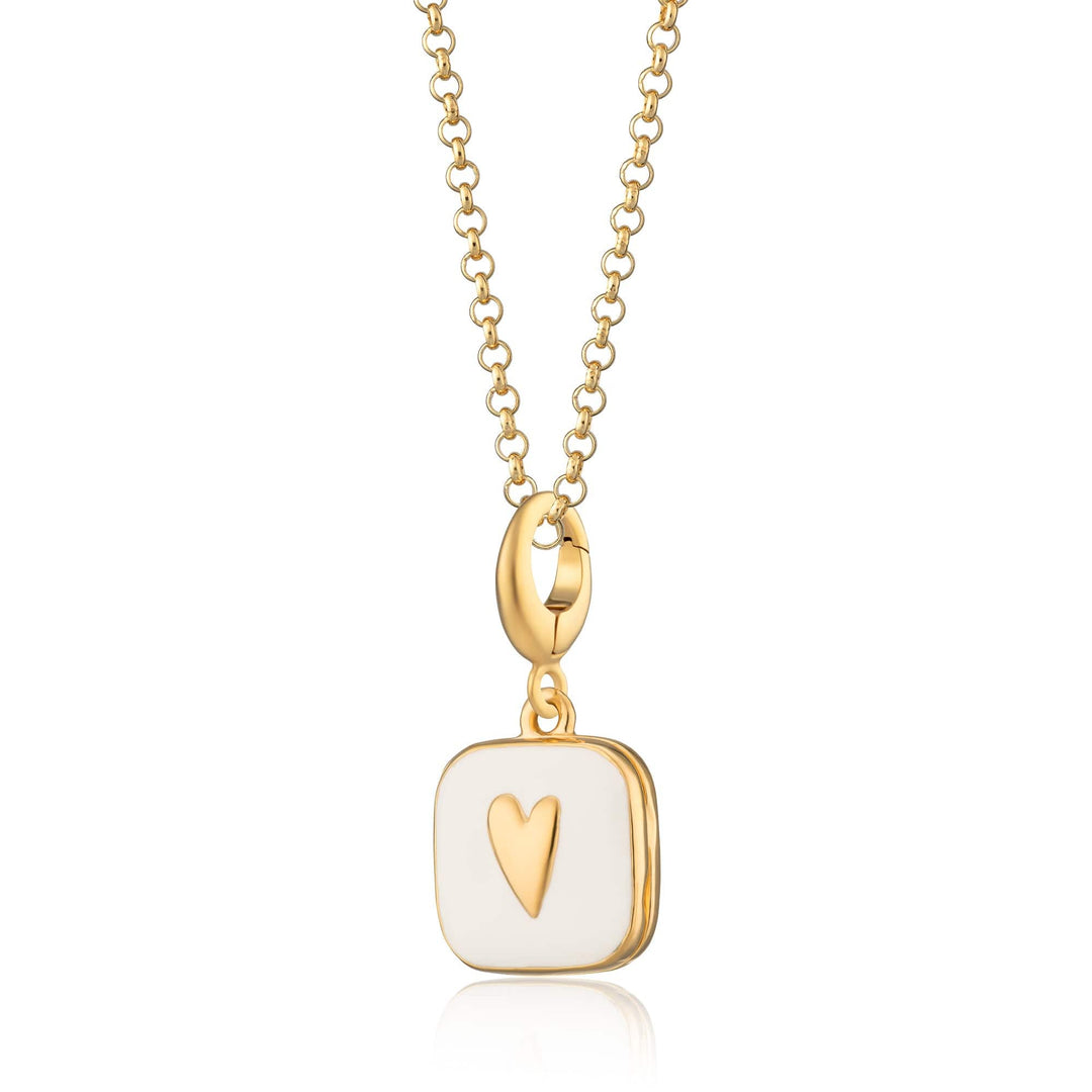Gold Plated White Heart Locket Necklace CNGHLWH-1