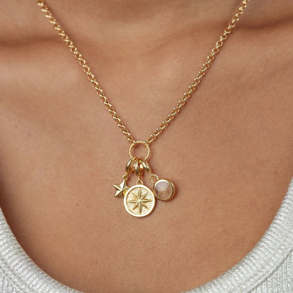 Gold Plated White Star Resin Capture Charm CGWHST