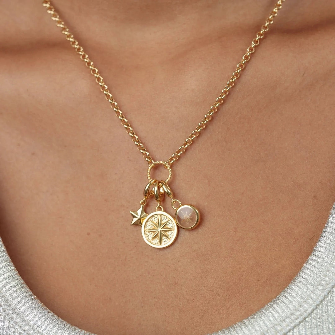 Gold Plated White Star Resin Capture Charm CGWHST
