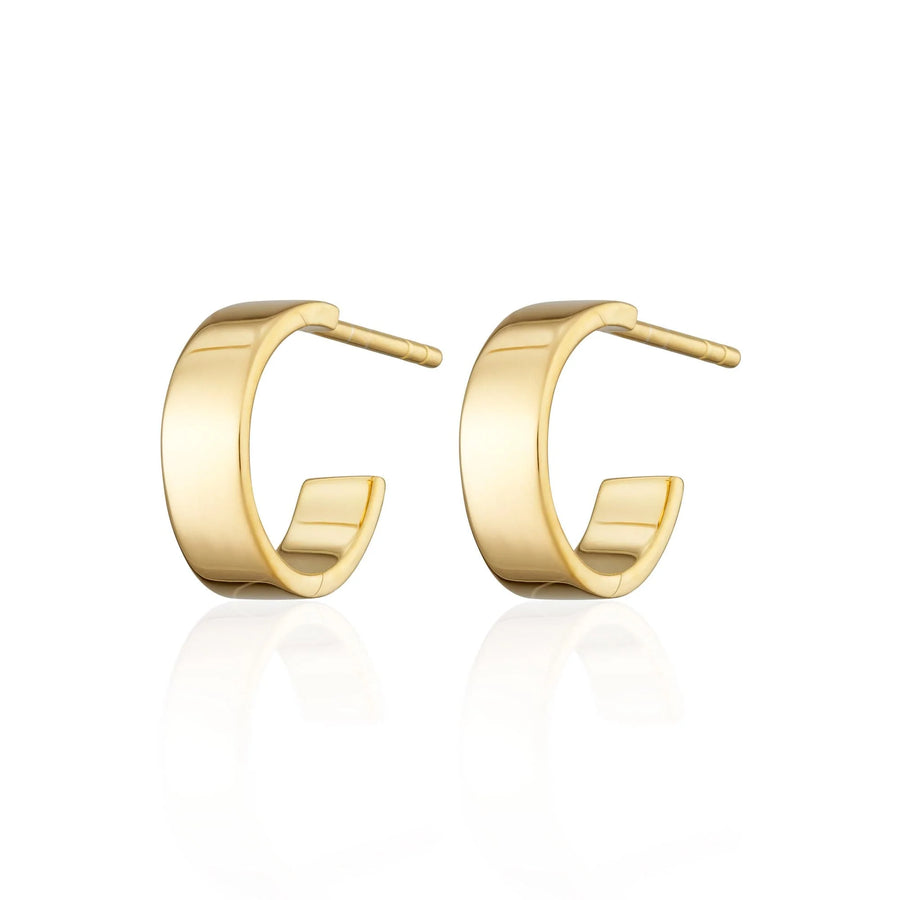 Gold Plated Wide Huggie Hoop Earrings SEGWH
