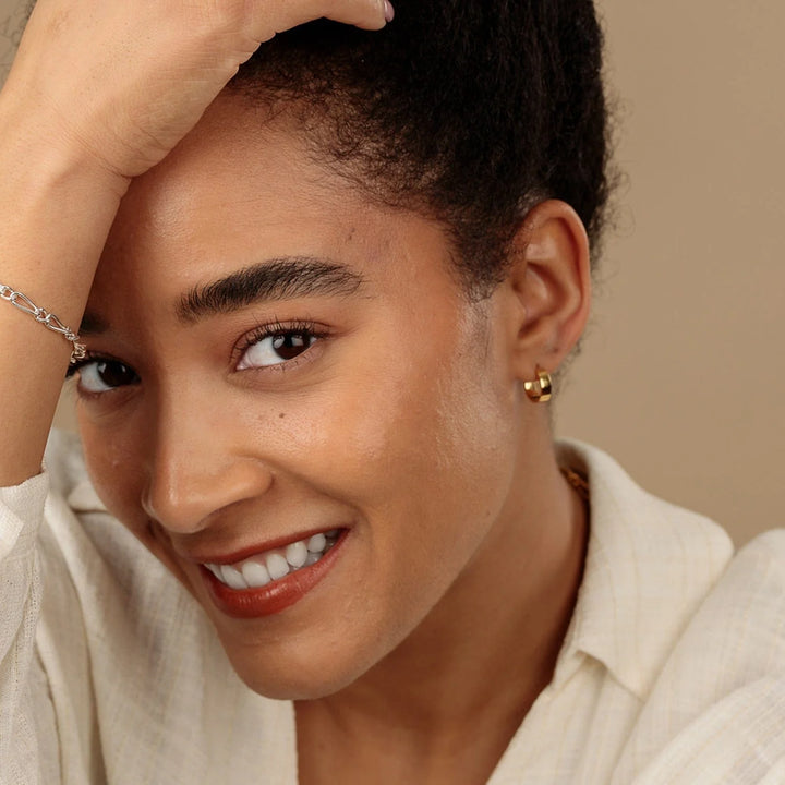 Gold Plated Wide Huggie Hoop Earrings SEGWH